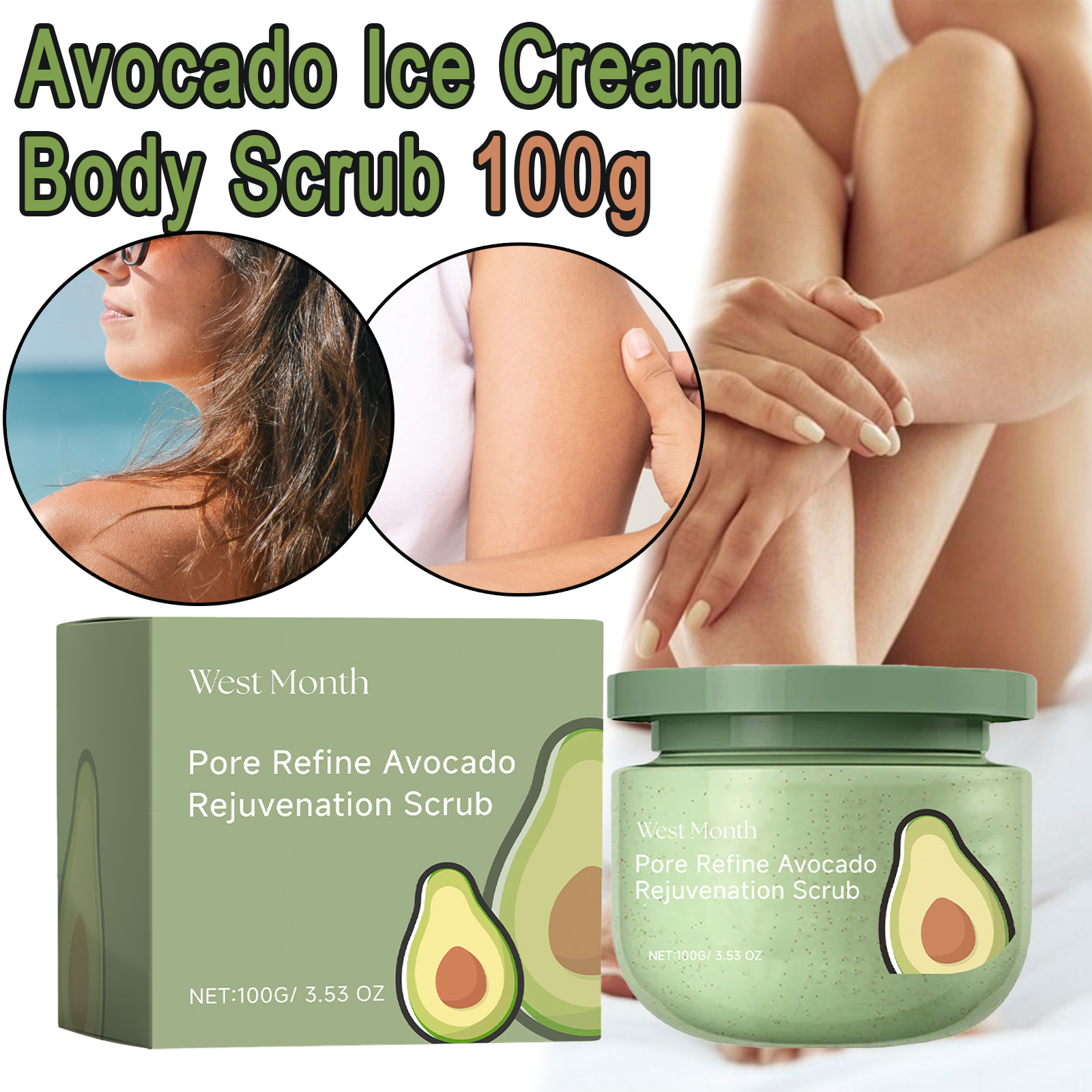 Luxury Skincare Gift Set - Avocado Ice Cream Body Scrub 100g