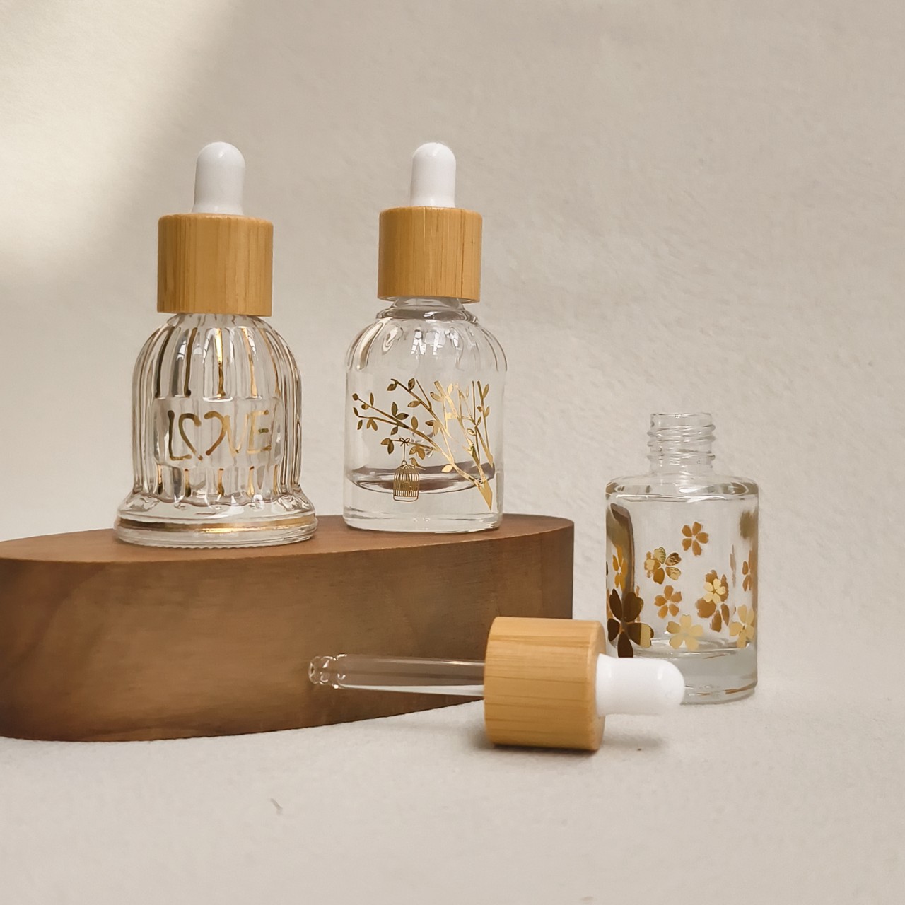 Luxury Skincare Bottles - Glass Essential Oil Bottle with Dropper