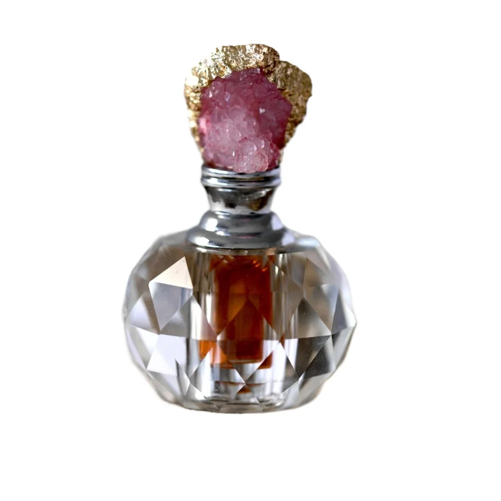 Luxury Skincare Packaging - Vintage Pink Crystal Essential Oil Bottle