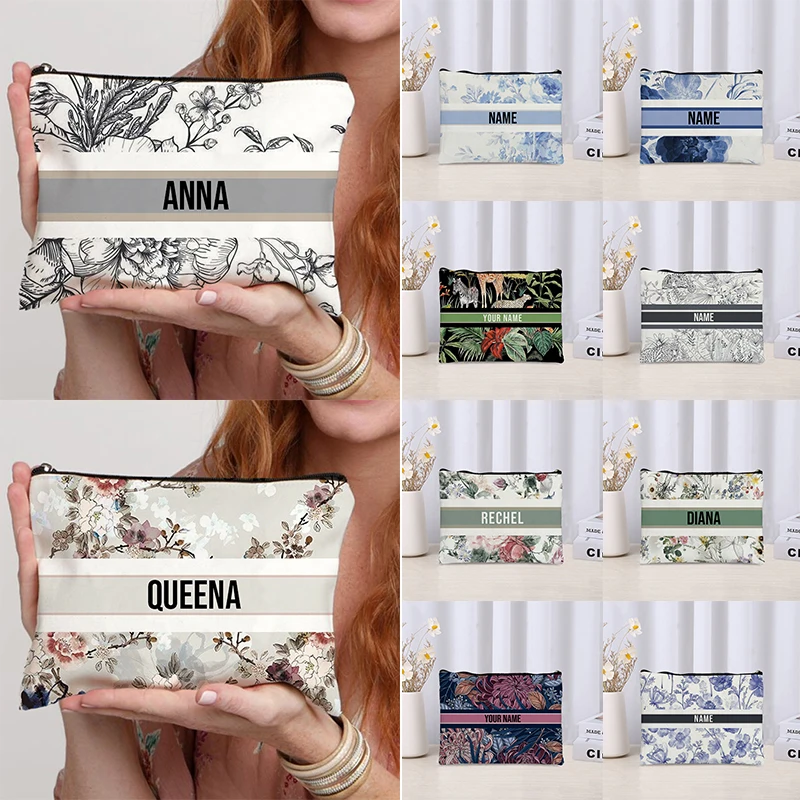 Luxury Skincare Brands - Custom Name Vintage Makeup Bag Bridesmaid