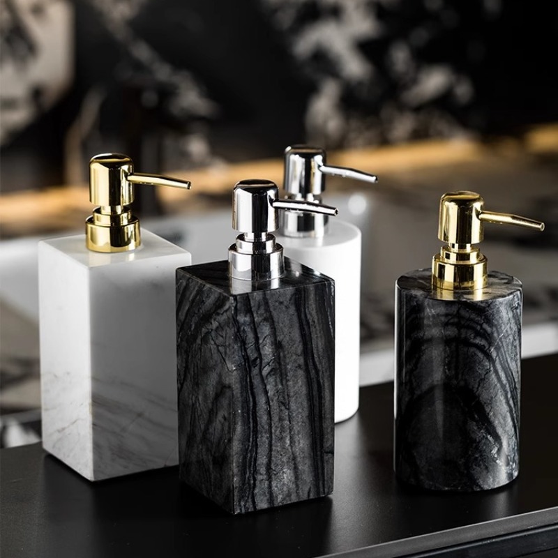 Luxury Skincare Bottles - Natural Marble Soap Dispenser Bottle, Non-Slip